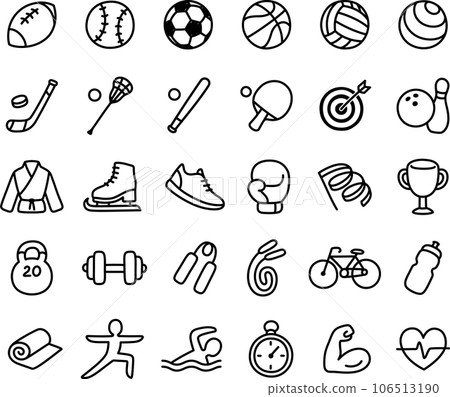 Hand drawn doodle sport and fitness line icons Hand drawn doodle sport and fitness line icons 106513190