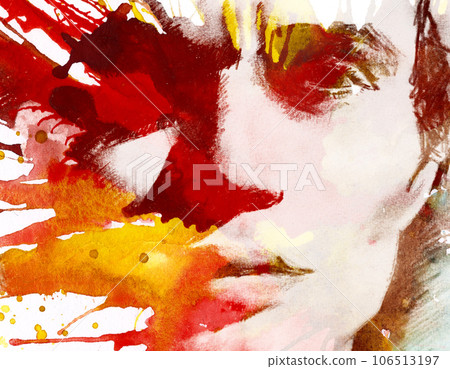 A monochrome paintography portrait painting closeup 106513197
