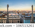 Aerial view of the city of Milan at dusk 106513261