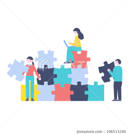 Illustration material of office workers with puzzles Illustration material of office workers with puzzles 106513280