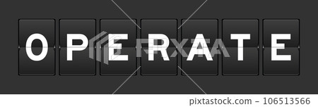 Black color analog flip board with word operate on gray background Black color analog flip board with word operate on gray background 106513566