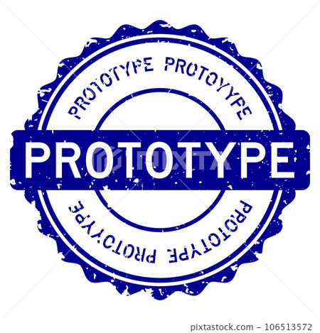 Grunge blue prototype word round rubber seal stamp on white background 106513572