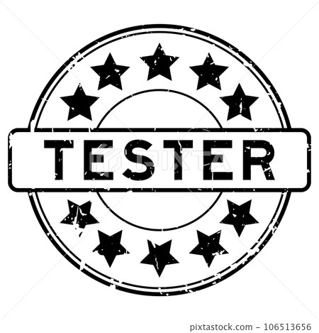 Grunge black tester word with star icon round rubber seal stamp on white background 106513656
