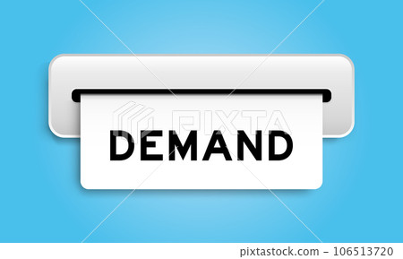 White coupon banner with word demand from machine on blue color background 106513720