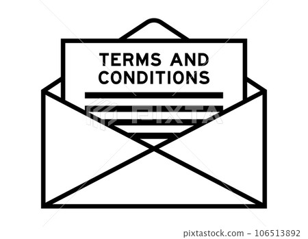 Envelope and letter sign with word terms and conditions as the headline 106513892