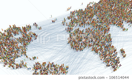 Top view of many different connected people - 3d illustration Top view of many different connected people - 3d illustration 106514044