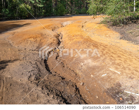 Colorful lake in the former open coal lignite  mine Babina. 106514090