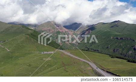 Scenic landscape view of mountain road in Georgia Scenic landscape view of mountain road in Georgia 106514575