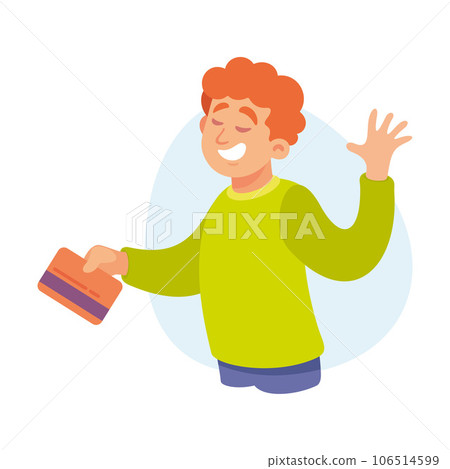 Redhead Man Character Give Plastic Card Vector Illustration Redhead Man Character Give Plastic Card Vector Illustration 106514599
