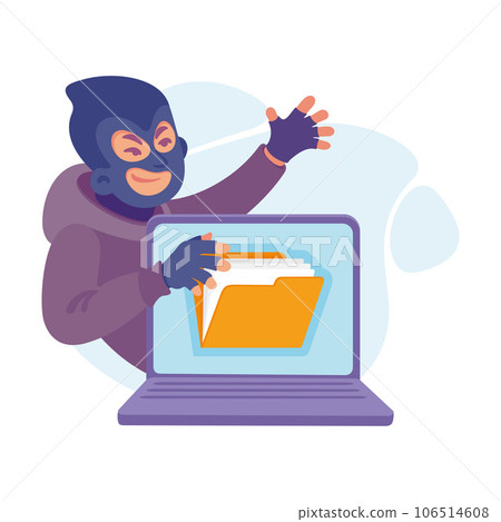 Cyber Swindler Man in Mask Hacking Internet Steal Money Vector Illustration Cyber Swindler Man in Mask Hacking Internet Steal Money Vector Illustration 106514608