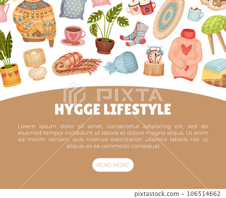 Comfort and Hygge Autumn Banner Design Vector Template Comfort and Hygge Autumn Banner Design Vector Template 106514662