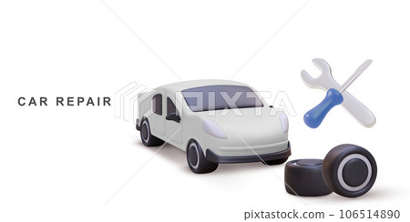 3d realistic banner Car service and repair. Vector illustration. 3d realistic banner Car service and repair. Vector illustration. 106514890