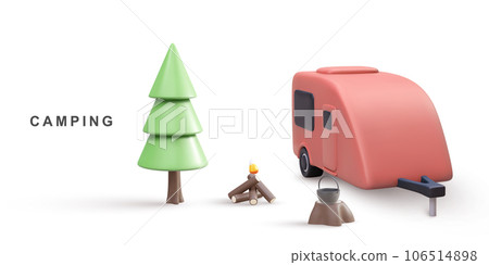 3d realistic banner concept - camping. Vector illustration. 3d realistic banner concept - camping. Vector illustration. 106514898