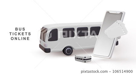 3d realistic banner bus tickets online on white background. Vector illustration. 106514900