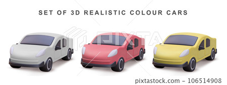 3d set cars on white background. Vector illustration. 106514908