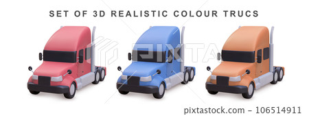 3d set trucks on white background. Vector illustration. 3d set trucks on white background. Vector illustration. 106514911
