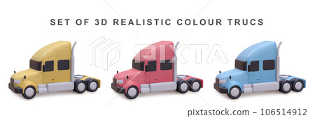 3d realistic set trucks on white background. Vector illustration. 3d realistic set trucks on white background. Vector illustration. 106514912