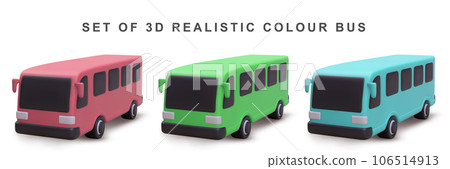 3d realistic set bus on white background. Vector illustration. 3d realistic set bus on white background. Vector illustration. 106514913