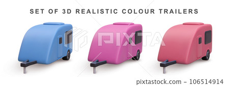 3d realistic set trailers on wheels on white background. Vector illustration 3d realistic set trailers on wheels on white background. Vector illustration 106514914