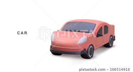3d red car on white background. Vector illustration. 106514918