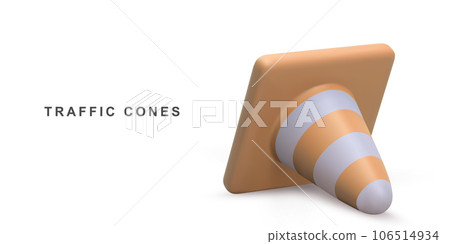 3d traffic cone isolated on white background. Vector illustration. 3d traffic cone isolated on white background. Vector illustration. 106514934