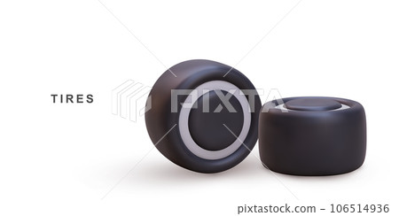 3d realistic car tires on a white background. Vector illustration. 3d realistic car tires on a white background. Vector illustration. 106514936