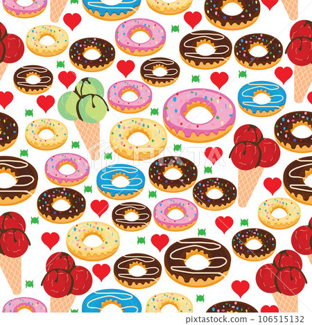 Ice cream and doughnuts seamless pattern 106515132
