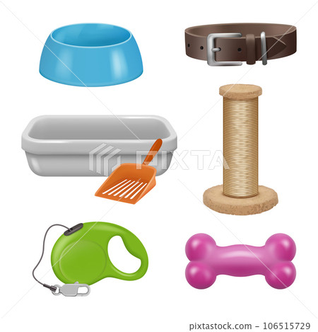 Zoo items. Accessories for animals grooming set decent vector zoo tools Zoo items. Accessories for animals grooming set decent vector zoo tools 106515729