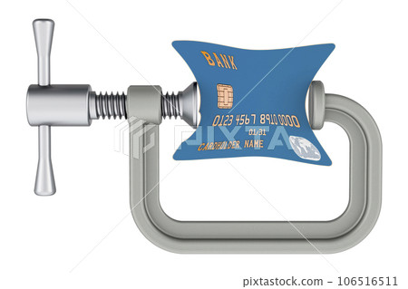 Credit card in a clamp concept, 3D rendering Credit card in a clamp concept, 3D rendering 106516511