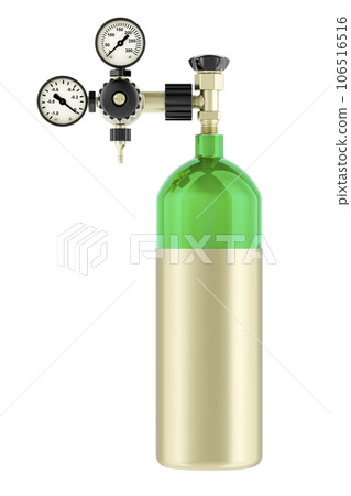Gas cylinder, oxygen tank. 3D rendering Gas cylinder, oxygen tank. 3D rendering 106516516