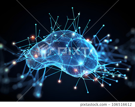 a brain in a circuit with electronic wires - neurosciences and artificial intelligence concept - generative AI 106516612