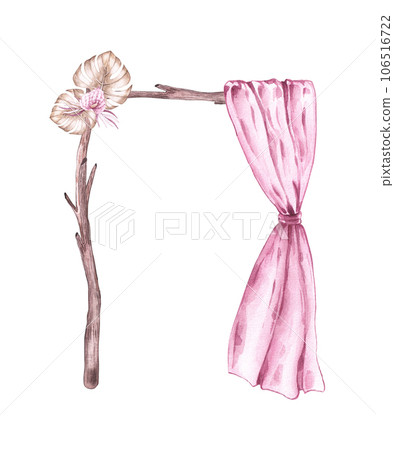 Wedding arch in boho style on a white background Wedding arch in boho style on a white background 106516722