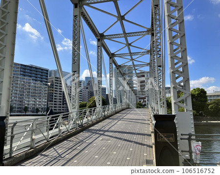 Tennozu Fureai Bridge spanning the Tennozu Canal 106516752