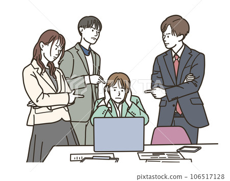 Multiple business people angry at female employees 106517128
