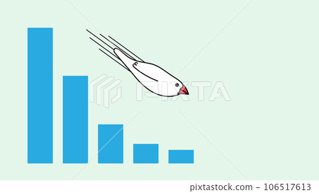 Background material of blue bar graph and sparrow on the right side - green Background material of blue bar graph and sparrow on the right side - green 106517613