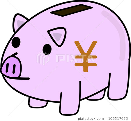 Illustration of a cute pig piggy bank seen from an angle 106517653