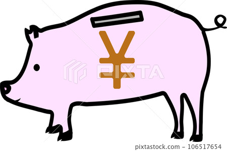 從側面看豬存錢罐的插圖 106517654