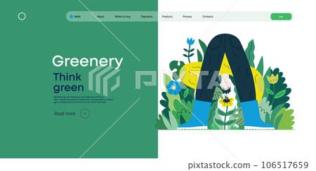 Greenery, ecology -modern flat vector concept illustration of a male gardener carrying the plants. Metaphor of environmental sustainability and protection, closeness to nature Greenery, ecology -modern flat vector concept illustration of a male gardener carrying the plants. Metaphor of environmental sustainability and protection, closeness to nature 106517659