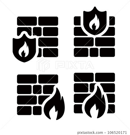 磚和火焰圖圖標集 106520171