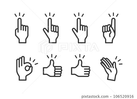 Simple hand gestures, hand poses, multiple icon sets 106520916
