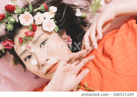 Flower and woman portrait 106521184