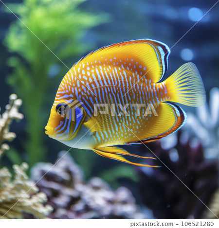 lifestyle photo tang fish in an aquarium - AI MidJourney lifestyle photo tang fish in an aquarium - AI MidJourney 106521280