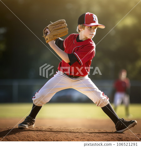 lifestyle photo little league baseball player in action - AI MidJourney 106521291