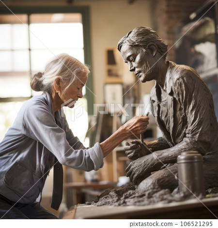 woman female scultor carvubg stibe ubti a statye - AI MidJourney woman female scultor carvubg stibe ubti a statye - AI MidJourney 106521295