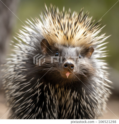lifestyle photo closeup of porcupine loking at camera - AI MidJourney lifestyle photo closeup of porcupine loking at camera - AI MidJourney 106521298
