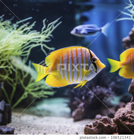 lifestyle photo tang fish in an aquarium - AI MidJourney lifestyle photo tang fish in an aquarium - AI MidJourney 106521341