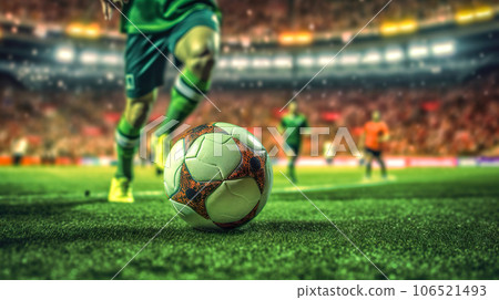 Close-up of a soccer ball during a match "AI generated image" Close-up of a soccer ball during a match "AI generated image" 106521493