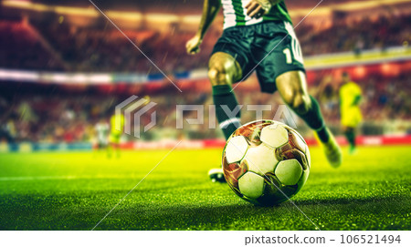 Close-up of a soccer ball during a match "AI generated image" 106521494