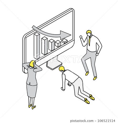 Isometric_Simple_Businessmen sad because their business performance is down 106521514