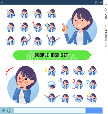 Set of public relations women expressing various emotions in icon format Set of public relations women expressing various emotions in icon format 106521684